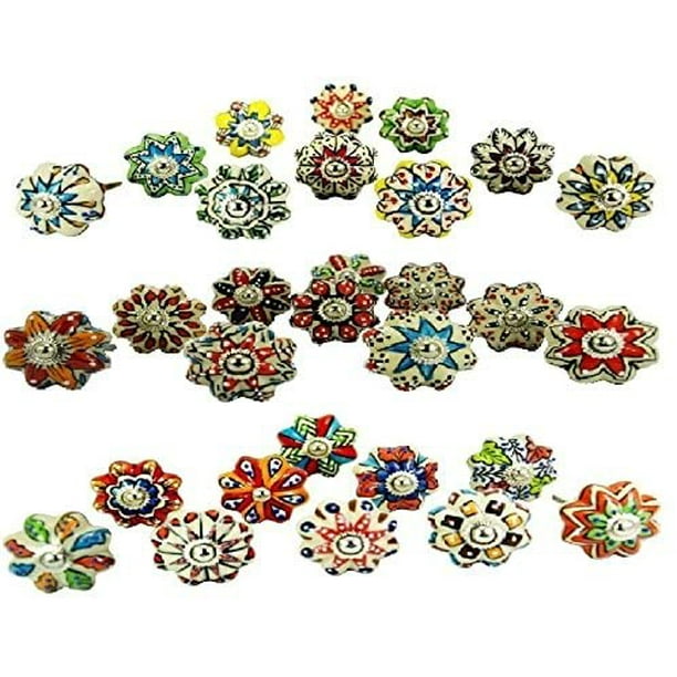 Set of 20 Color Multi Designed Ceramic Cupboard Cabinet Door Knobs Drawer Pulls